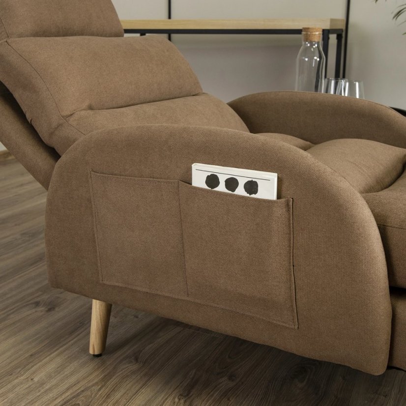 Rozkladacie kreslo s podnožkou HENRY – hnedé