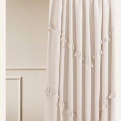Chloe hellcremefarbener Vorhang mit hängenden Kreisen, 140 x 280 cm