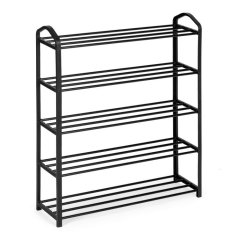 Raft de pantofi din metal negru cu 5 rafturi
