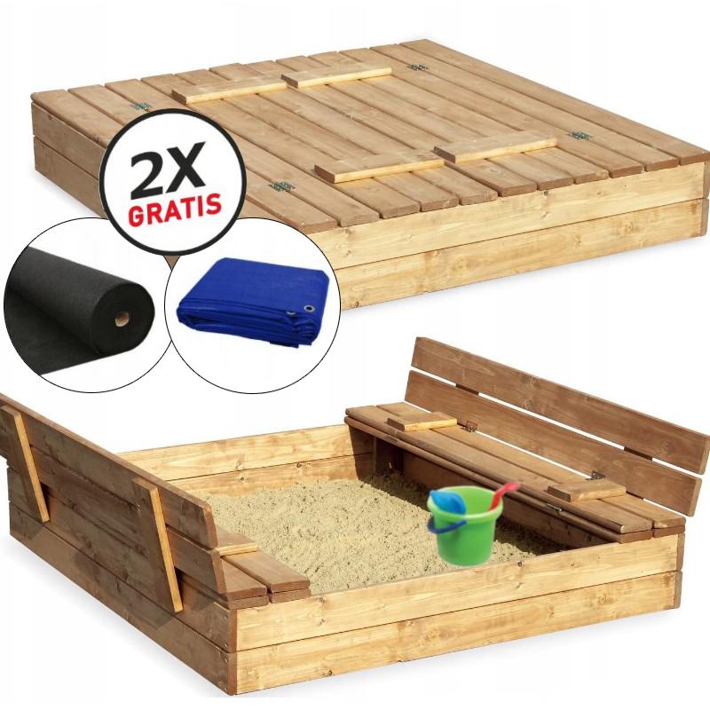 Sabbiera chiudibile con panche 120 x 120 cm