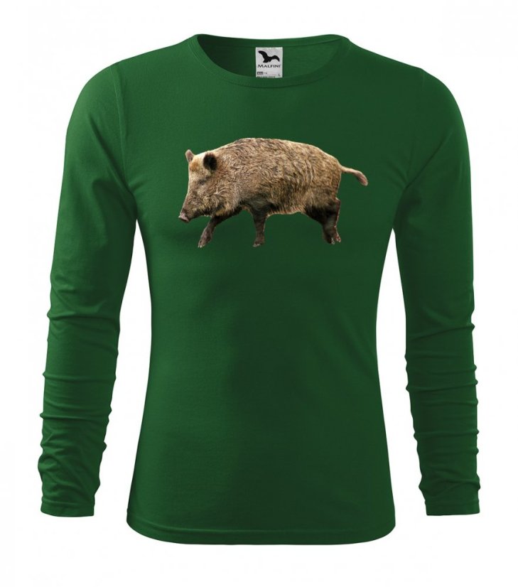 Egyedi férfi hosszú ujjú vadászpóló vaddisznó nyomtatás