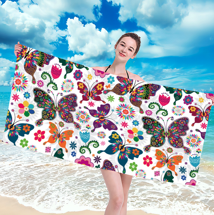 Плажна кърпа с цветни пеперуди