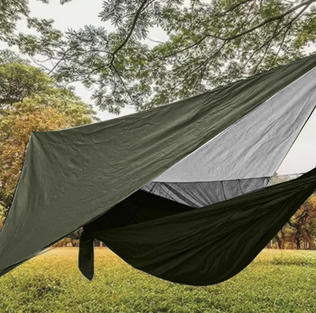 Туристически хамак с мрежа против комари и слънцезащитна козирка