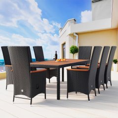 9-teilige Polyrattan-Gartengarnitur - schwarz