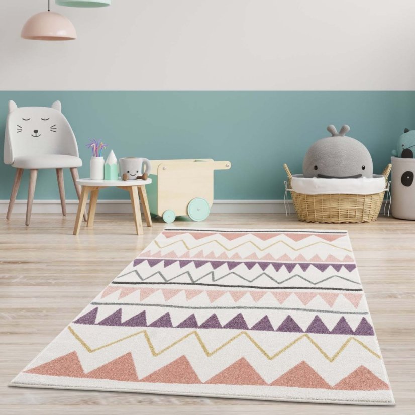 Moderní dětský barevný koberec ZIG ZAG