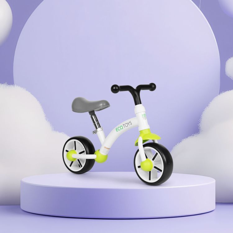 Dječji bicikl bez pedala ECOTOYS - Boja: Bijelo-crna