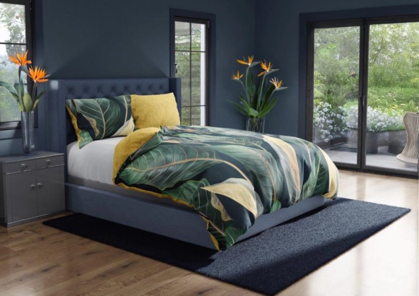 Megfordítható ágynemű pamut szaténból, levél motívummal