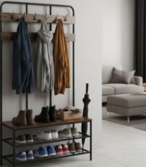 Szabadon álló ruhafogas kampókkal és polcokkal - 100 x 40 x 186 cm