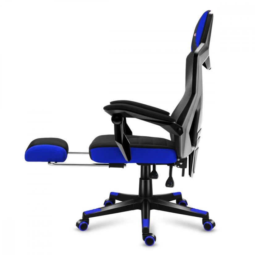 Ergonomické herní modré křeslo s opěrkou nohou COMBAT 3.0