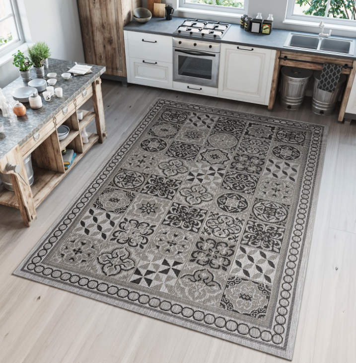 Moderný vzorovaný koberec v sivej farbe Melissa
