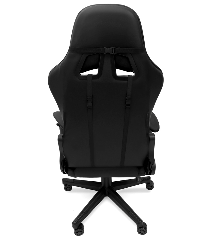 Scaun de masaj pentru gaming cu suport pentru picioare - negru