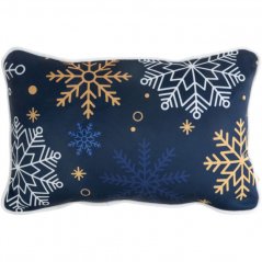 Blauer Weihnachts-Kissenbezug mit Schneeflocken verziert