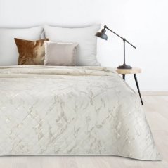 Samt-Tagesdecke mit Marmor-Print - weiß