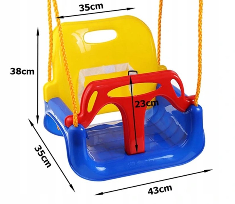 Detská plastová hojdačka so zábranou modrá
