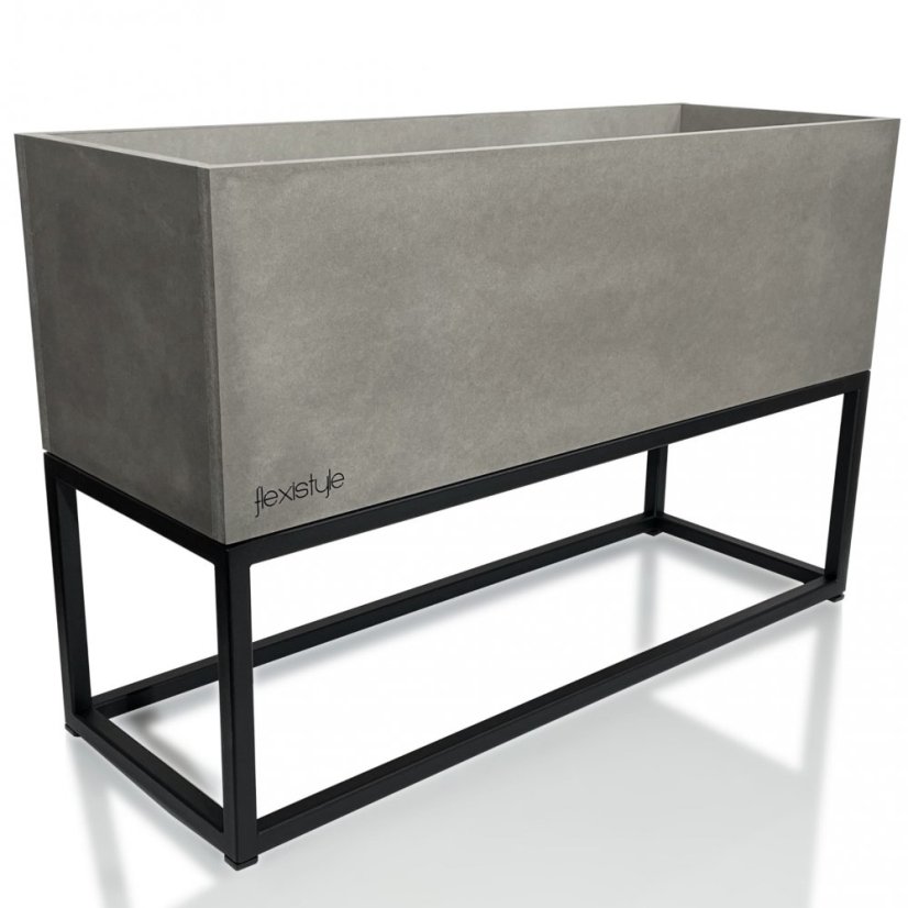 Ghiveci din metal gri cu suprafață netedă LOFT FIORINO 62X22X40 cm