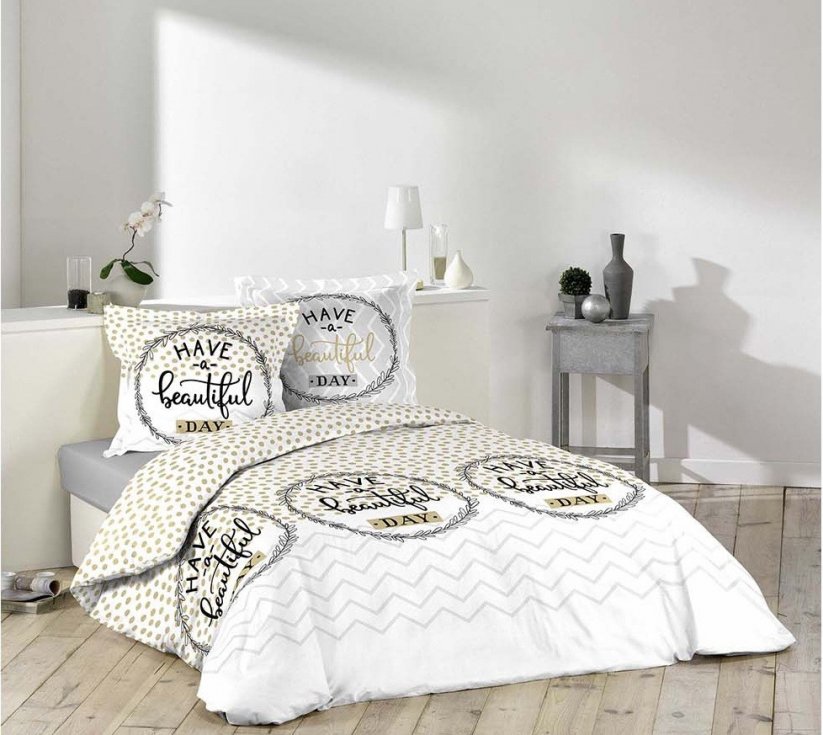 Biancheria da letto elegante con scritta BEAUTIFUL DAY 200 x 220 cm