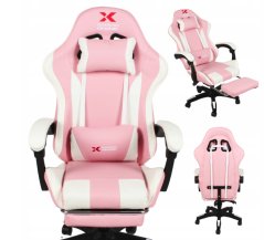 Xgaming igralni stol z naslonom za noge - roza in bela