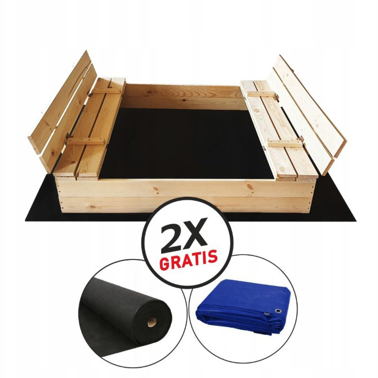 Sabbiera chiudibile con panche 120 x 120 cm