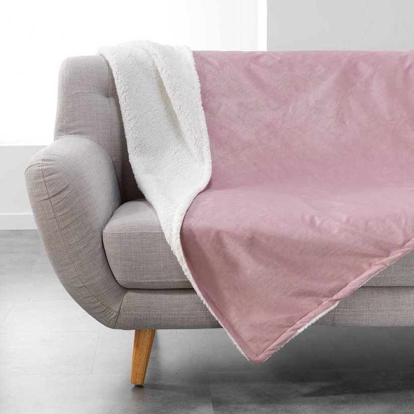 Růžová deka jemná s kožíškem AUSTRAL 180 x 210 cm