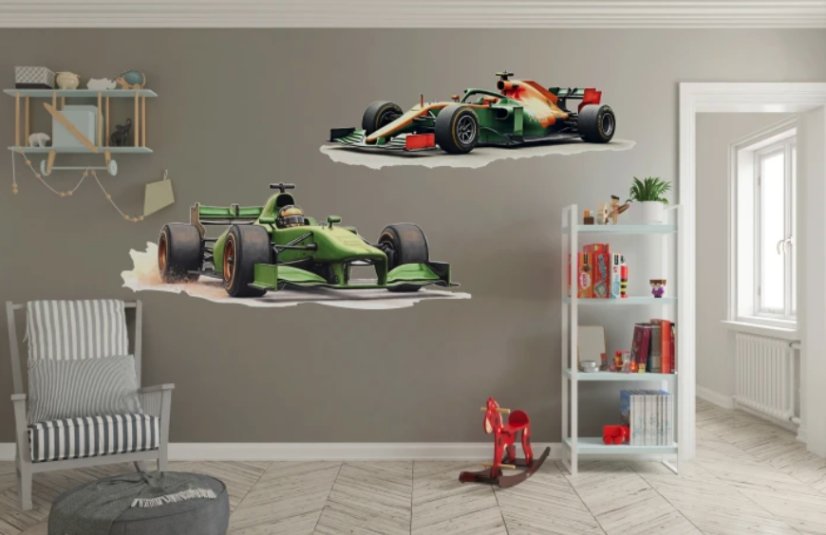 Dekorace pokoje pro fanouška F1 - samolepka na zeď s formulí
