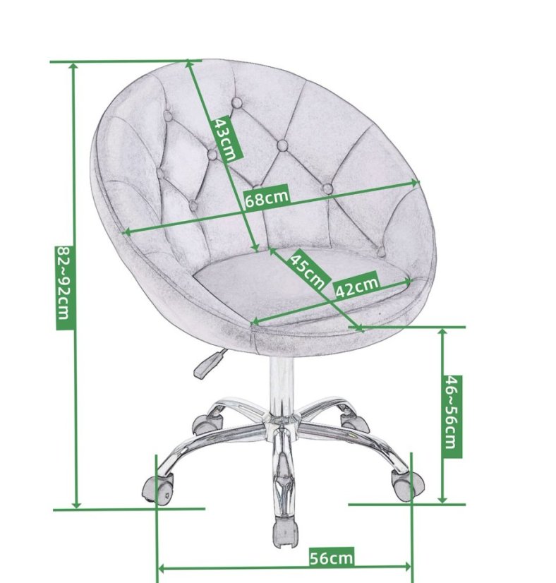 Sametová kancelářská židle RUNDO