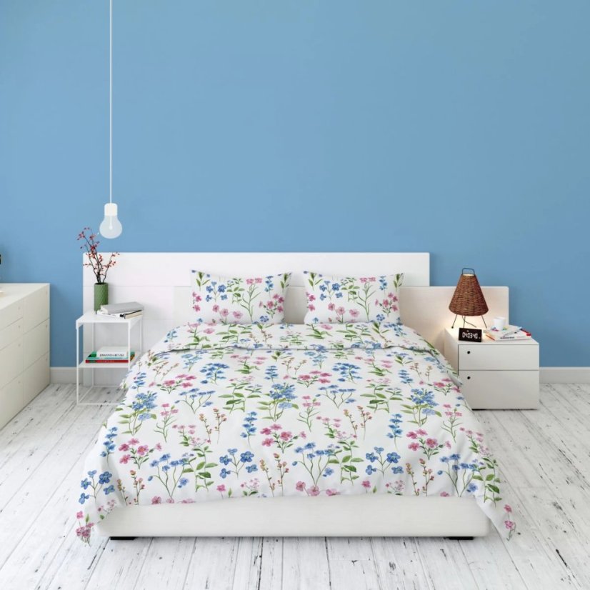 Hrejivá flanelová posteľná bielizeň s motívom lúčnych kvetov