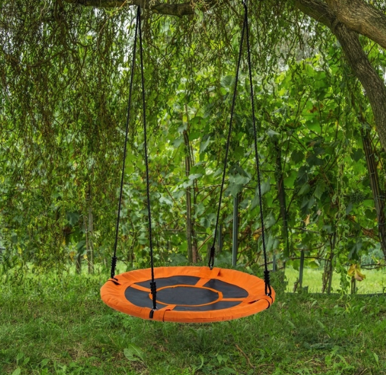 Závesná hojdačka bocianie hniezdo v oranžovej farbe 100 cm