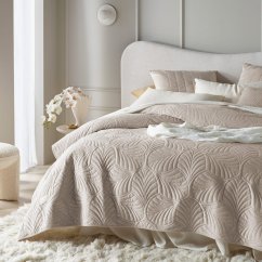 Velours beige Tagesdecke Feel 220 x 240 cm