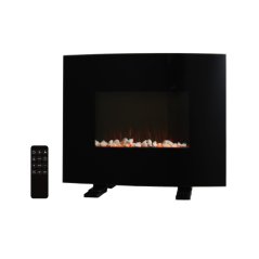 Електрическа камина с пламъчен ефект - черна, дистанционно управление, 1000/2000 W