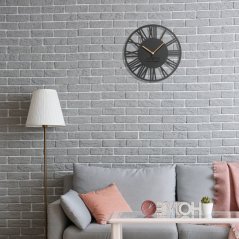 Schlichte anthrazitfarbene Wanduhr im Holzdesign 30 cm