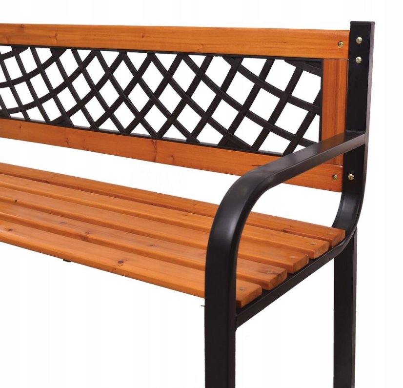 Drevená záhradná lavica s kovovým rámom 118 x 60 x 85 cm