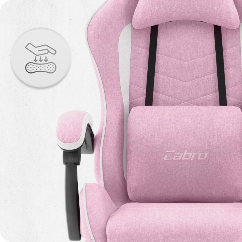 CABRO C500 gejmerska stolica – tkanina, s podesivim naslonom, do 150 kg, roza + BESPLATAN POKLON
