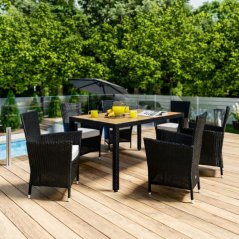 7-teilige Gartengarnitur Korfu aus Polyrattan - Tisch + 6 Stühle