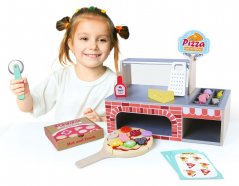 Pizzerie din lemn pentru copii, cu accesorii