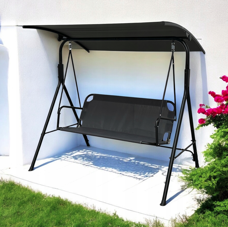 Záhradná hojdačka pre 3 osoby 4006D – tmavosivá