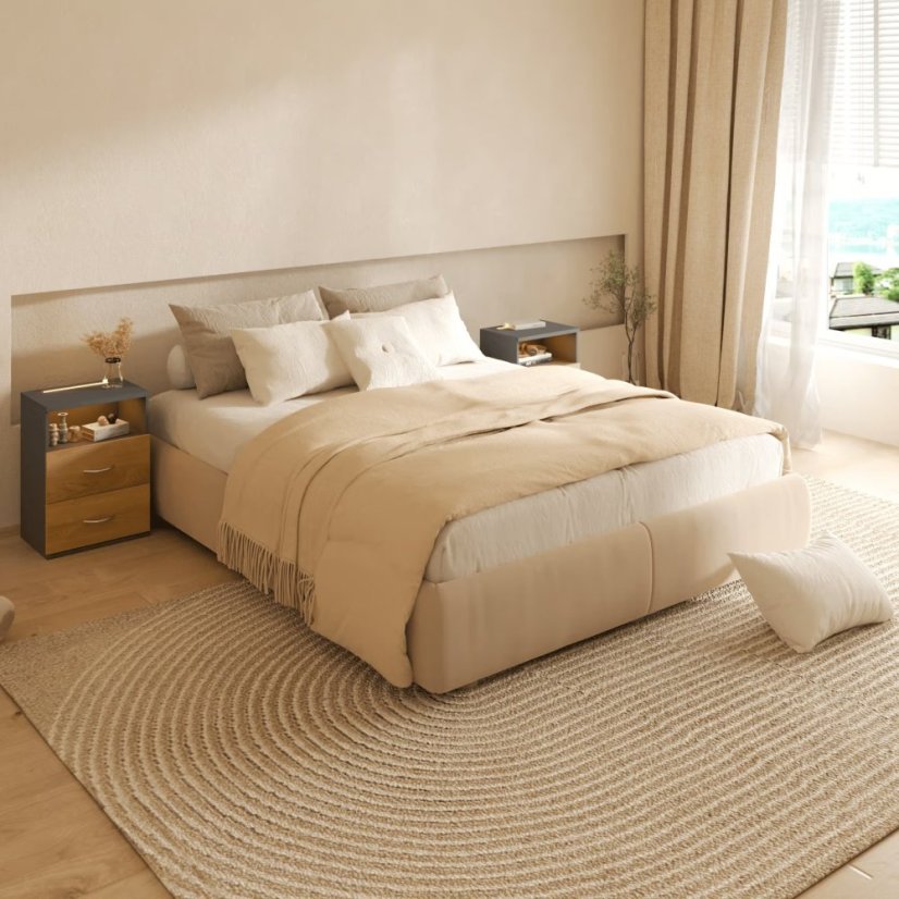 Jamie éjjeliszekrény LED világítással és USB-vel - 55 × 40 × 28 cm