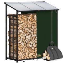 Stojalo za drva s pokrovom 198 x 163 x 70 cm + vreča za drva