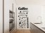 Adesivo da parete per la cucina con i nomi dei diversi tipi di caffè - Dimensione dell'adesivo: 60 x 120 cm
