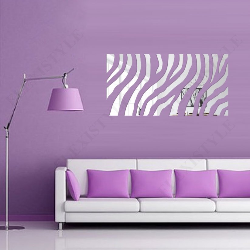 Téglalap alakú dekoratív tükör zebra motívummal
