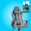 Ergonomická herní židle HC-2002 s nosností 150 kg – šedá s modrými detaily