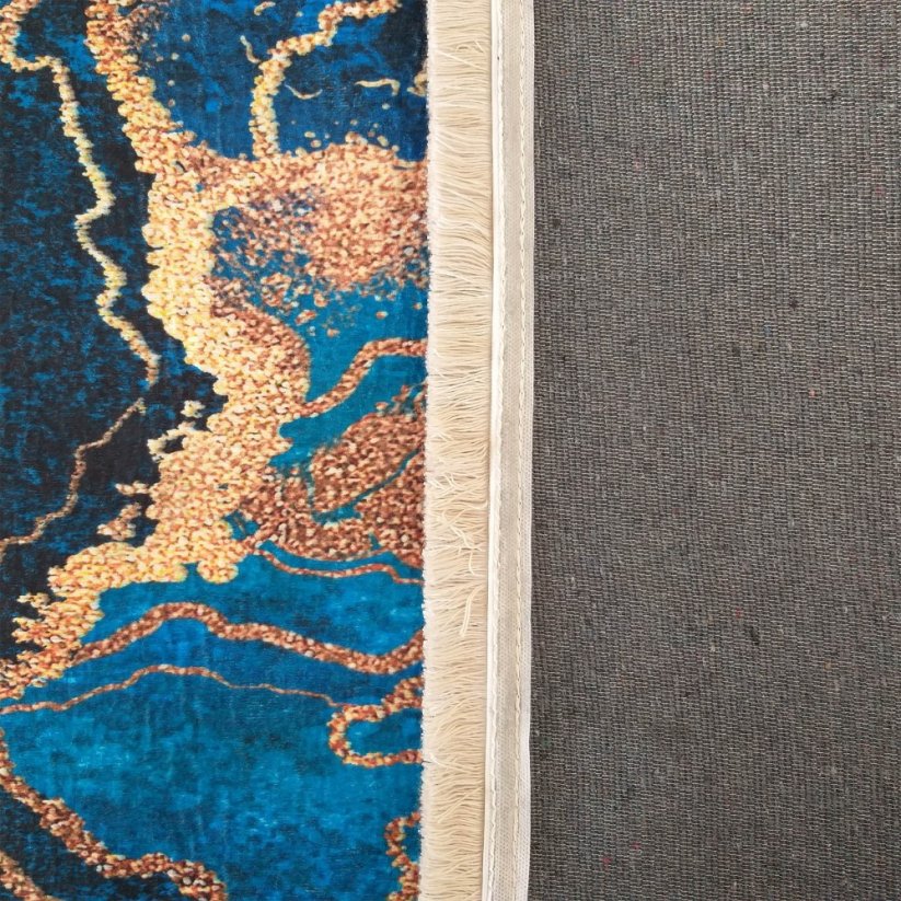 Blauer rutschfester Teppich mit abstraktem Muster - Die Größe des Teppichs: Breite: 120 cm | Länge: 180 cm
