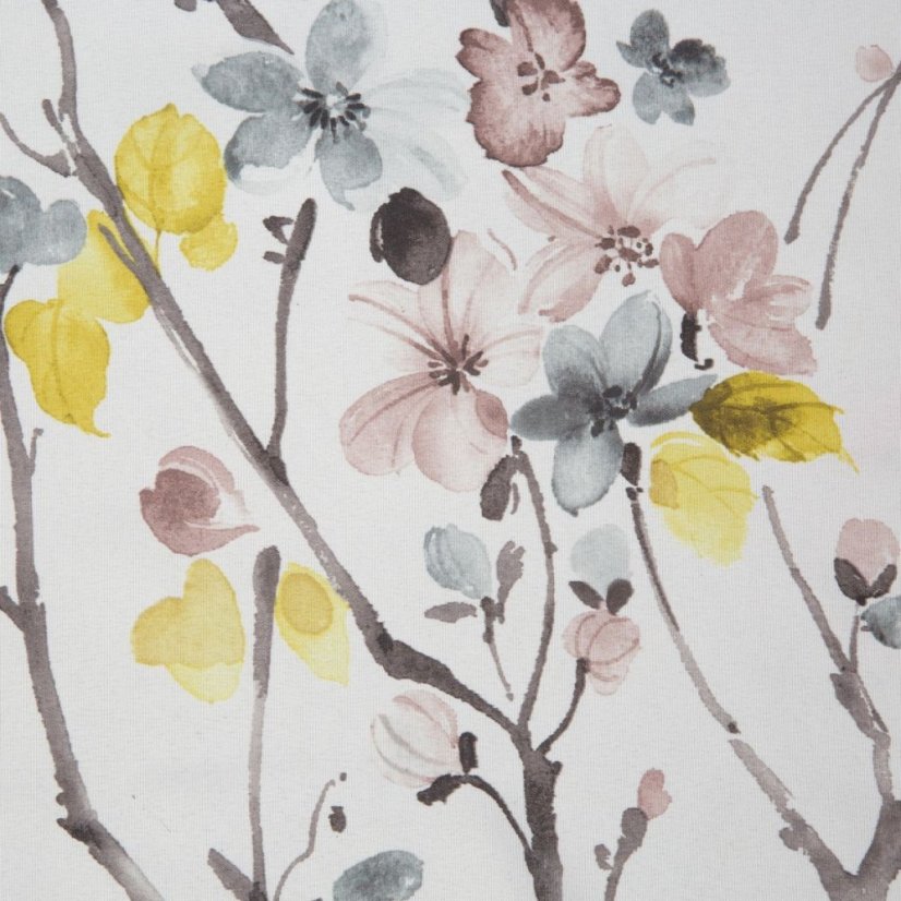 Perdea albă aerisită și ușoară pentru cercuri cu model floral galben 140 x 250 cm