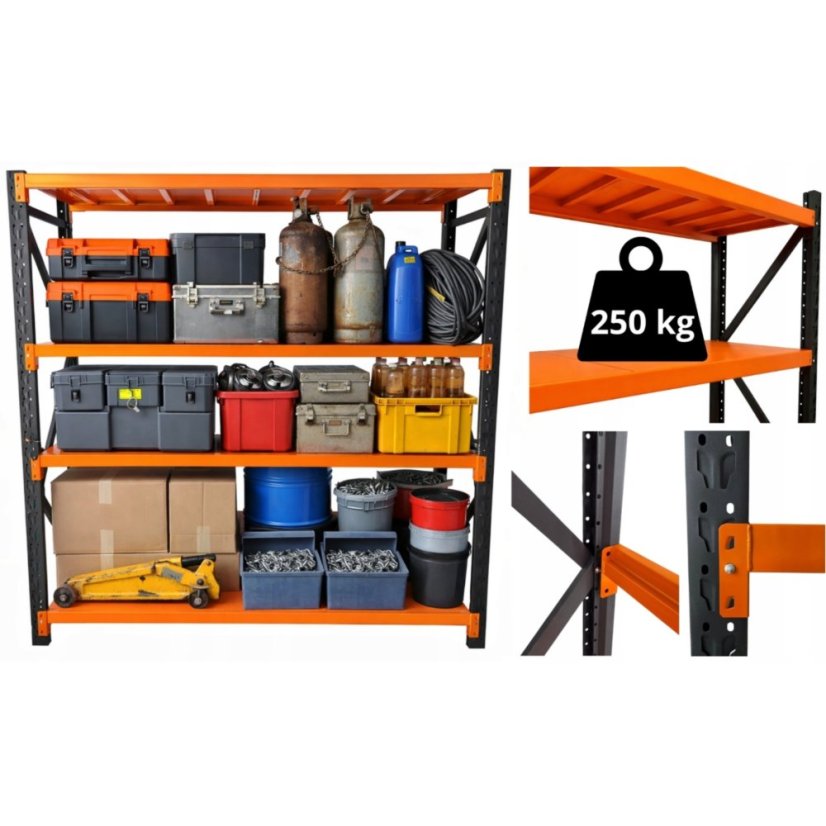 Kovový regál do skladu, garáže a dílny - nosnost 1 000 kg, 4 police