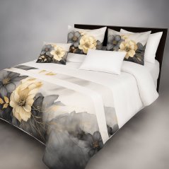 Elegantný prehoz na posteľ s kvetinovým vzorom v sivých odtieňoch
