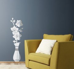 Oglinzi decorative pentru camera de zi în motivul unei vaze cu flori