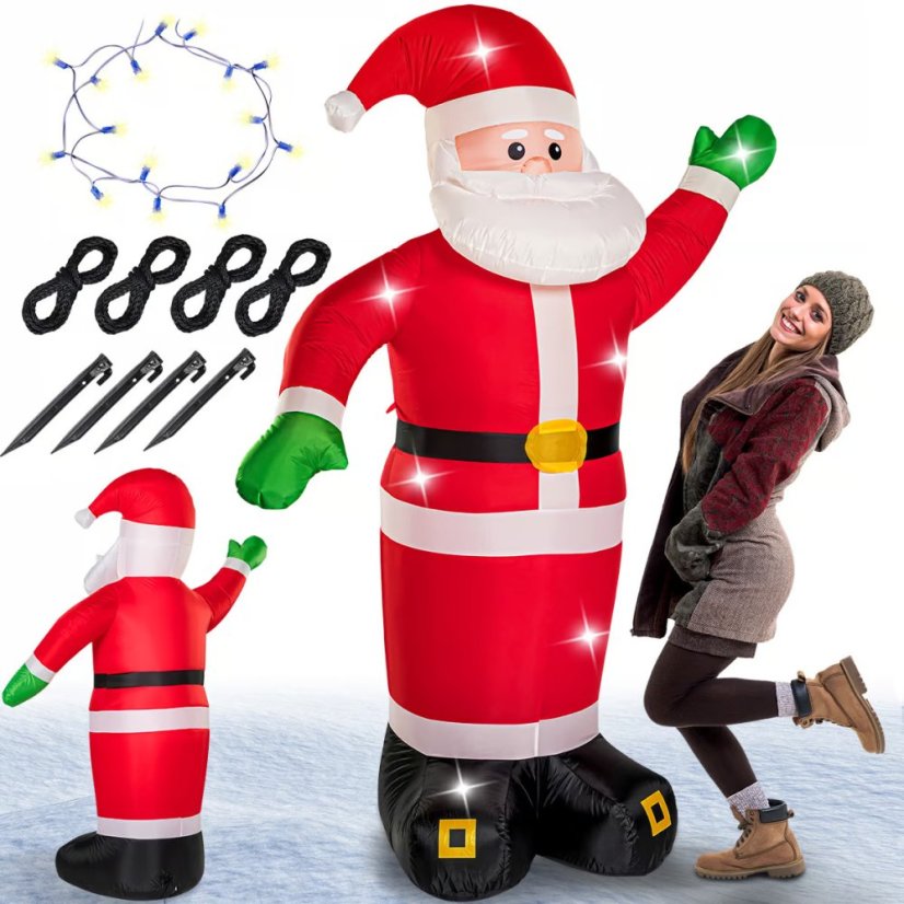 XXL samonapihljiv Božiček, 180 cm – 6 LED-lučk, božična dekoracija za notranjo in zunanjo uporabo