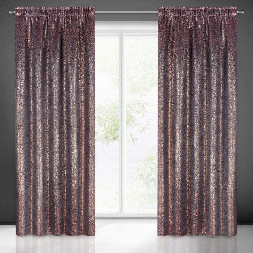 Perdele negre de lux cu imprimare de cupru 135 x 270 cm