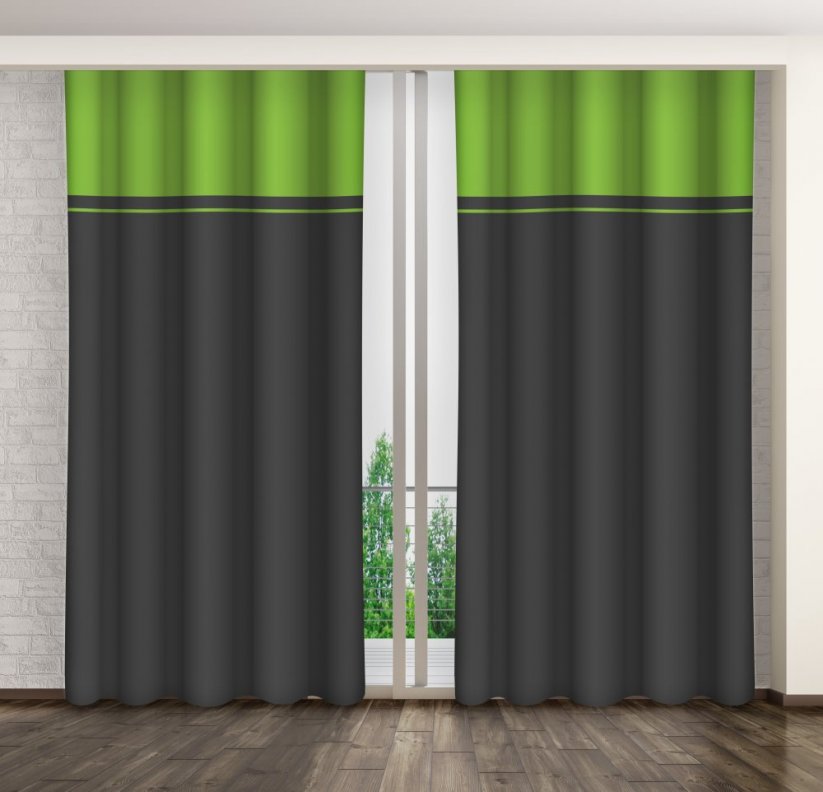Šedě zelený dekorační závěs do obýváku - Rozměr: Délka: 280 cm