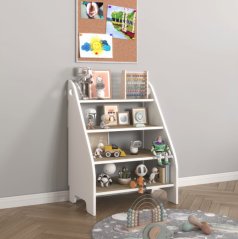 Montessori regál na knihy a hračky pre deti - sonoma + biela