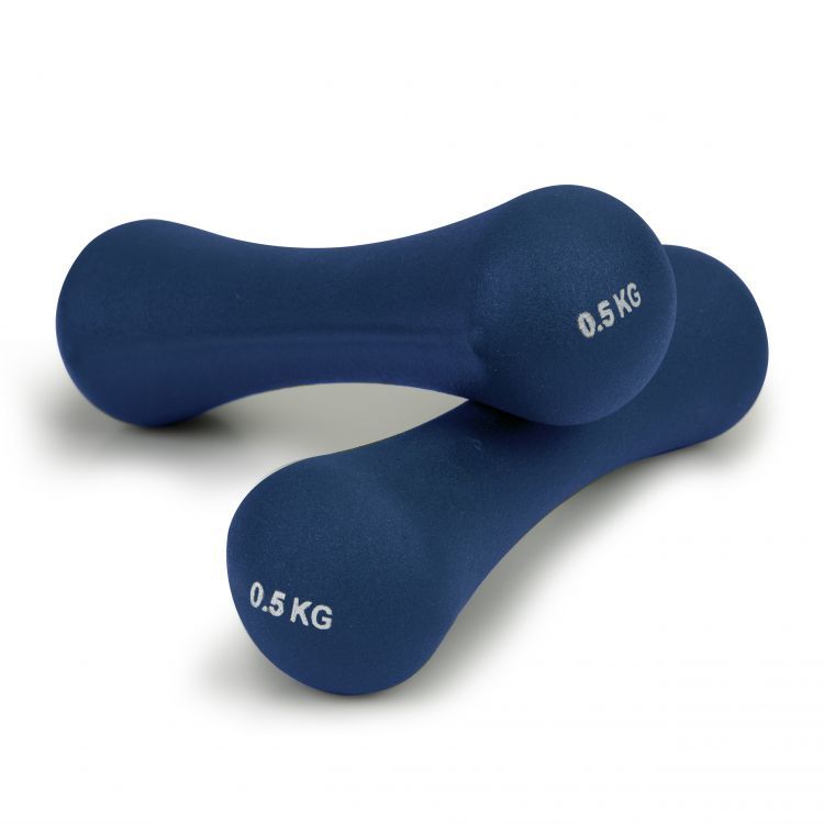 Fitness neoprén súlyzókészlet kék 2x0,5 kg-os neoprén súlyzókkal